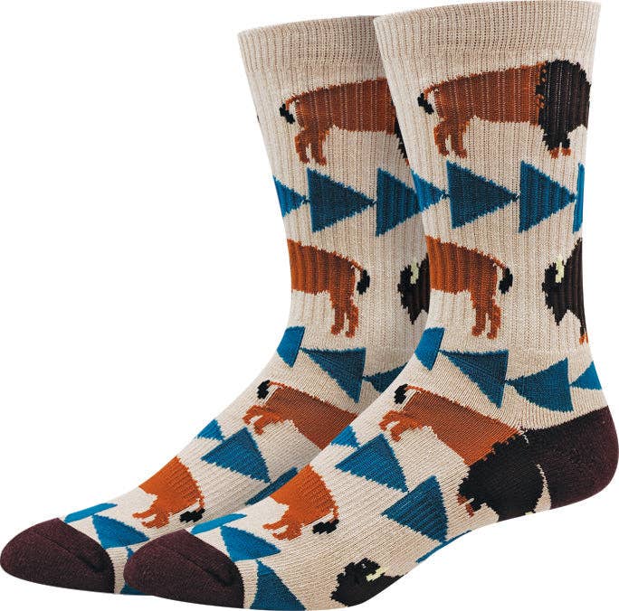 Tan Yellowstone Bison Active Socks for wholesale on Faire