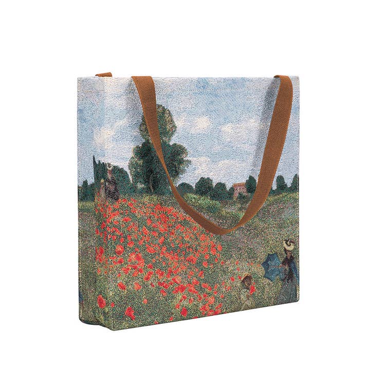 Signare Tapestry - Wholesale Tote Bag - Unisex - Monet Poppy Field Tapestry Gusset Tote Bag