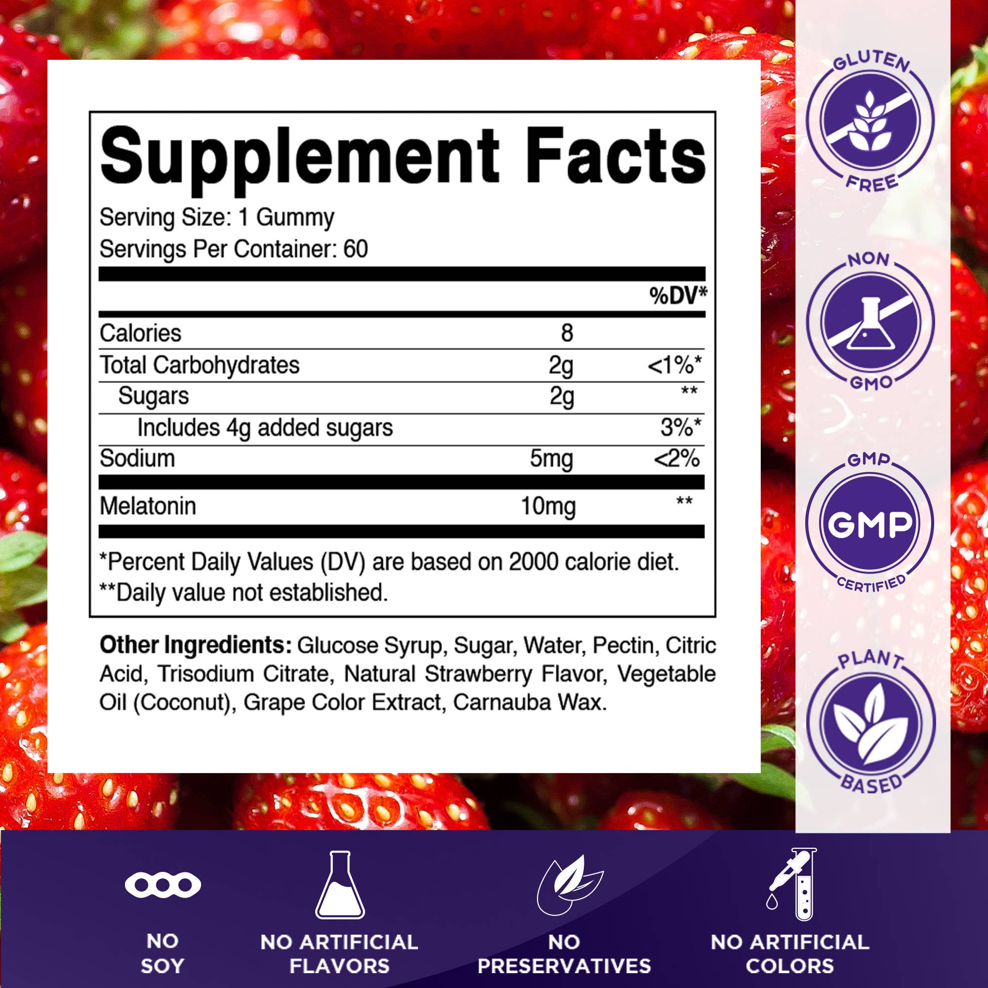 Vitamatic - Vente Supplément oral/vitamine - Vitamatic Mélatonine 10 mg | 60 Gummies véganes1