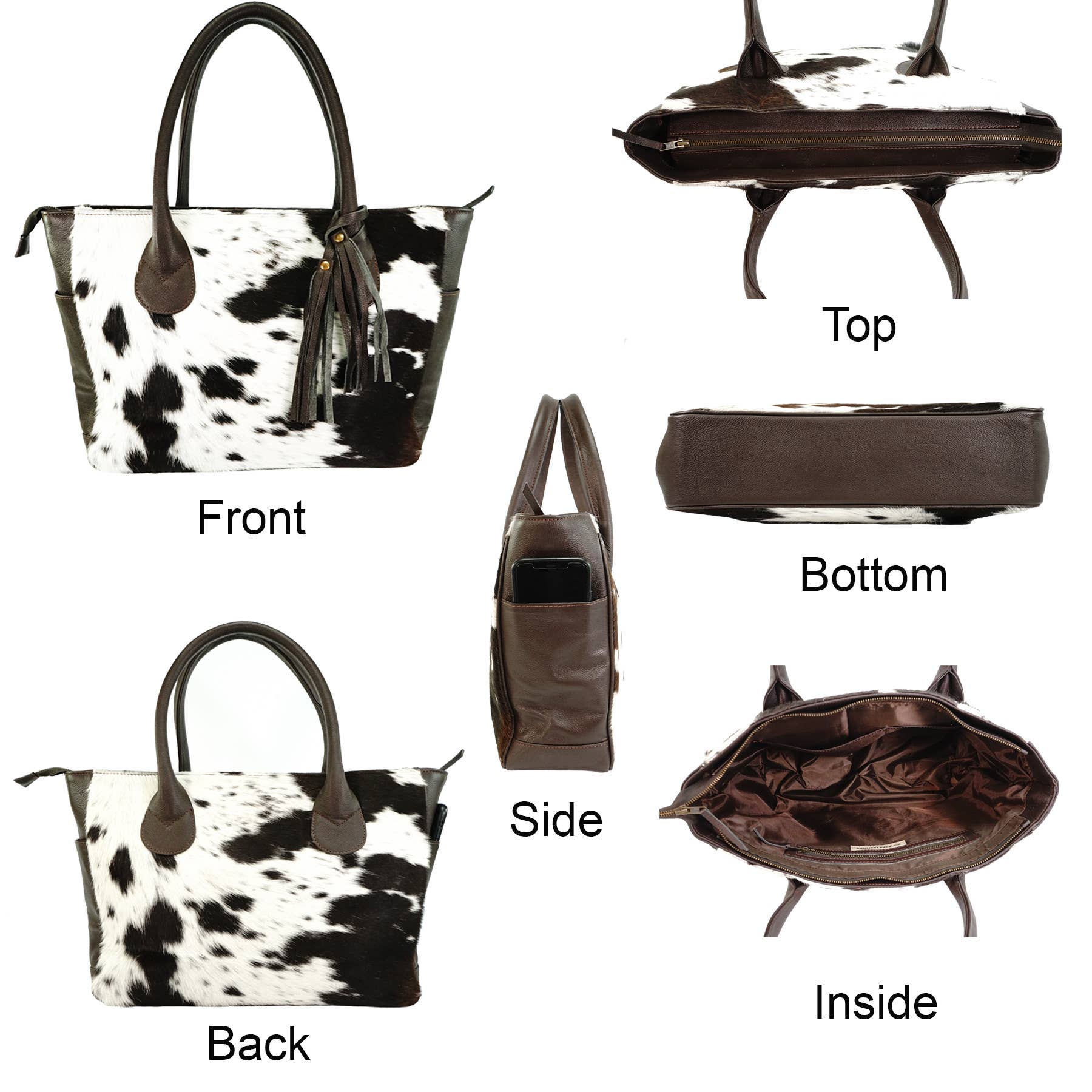 Rodeo - Vente Tote bag – femme - Sac en cuir de vachette double face avec poche H53