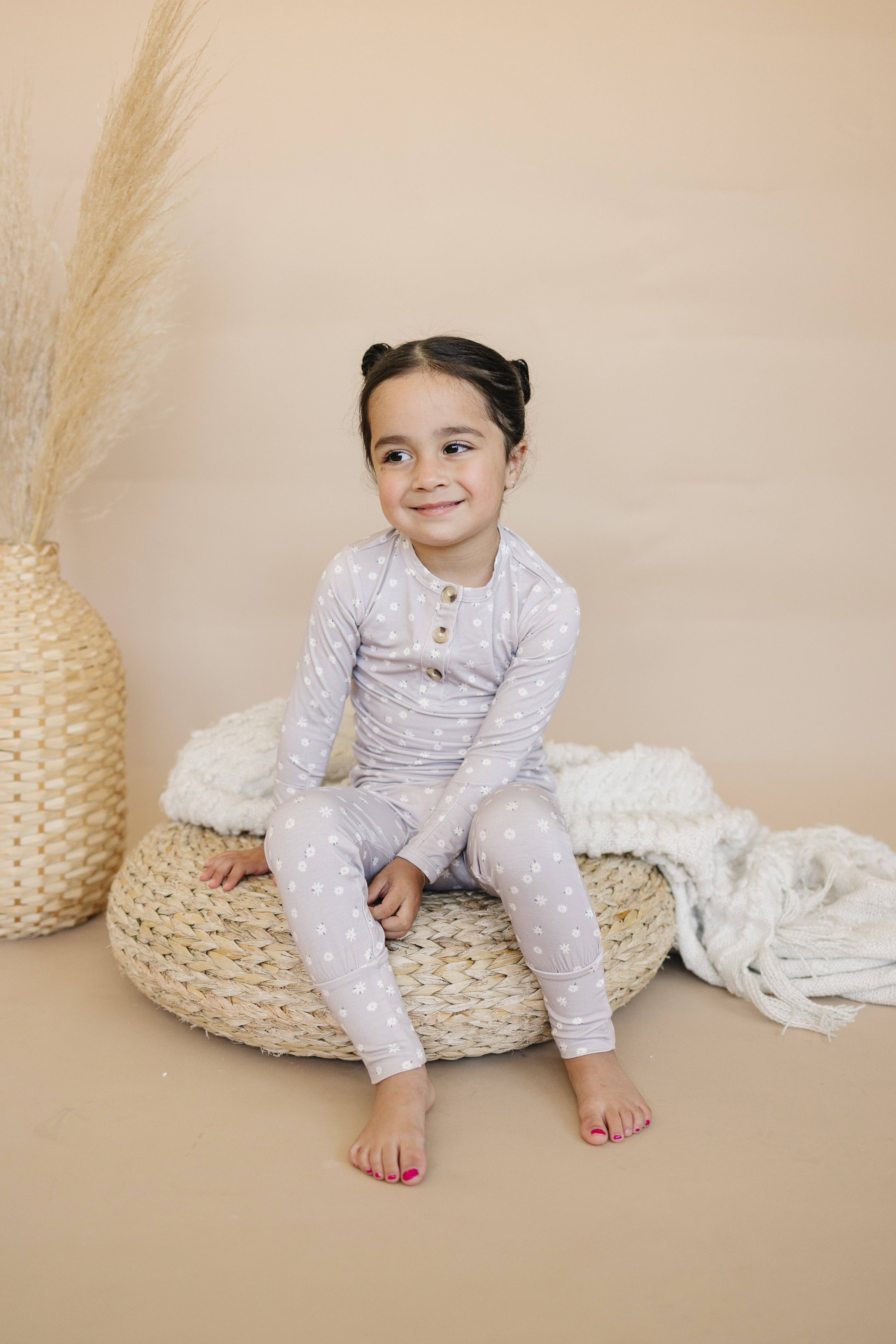 Little Joy Co. - Wholesale Sleepwear Set - Kids - Oopsie Daisy 2pc Henley Bamboo Pajamas - Sizes Newborn & Up!8