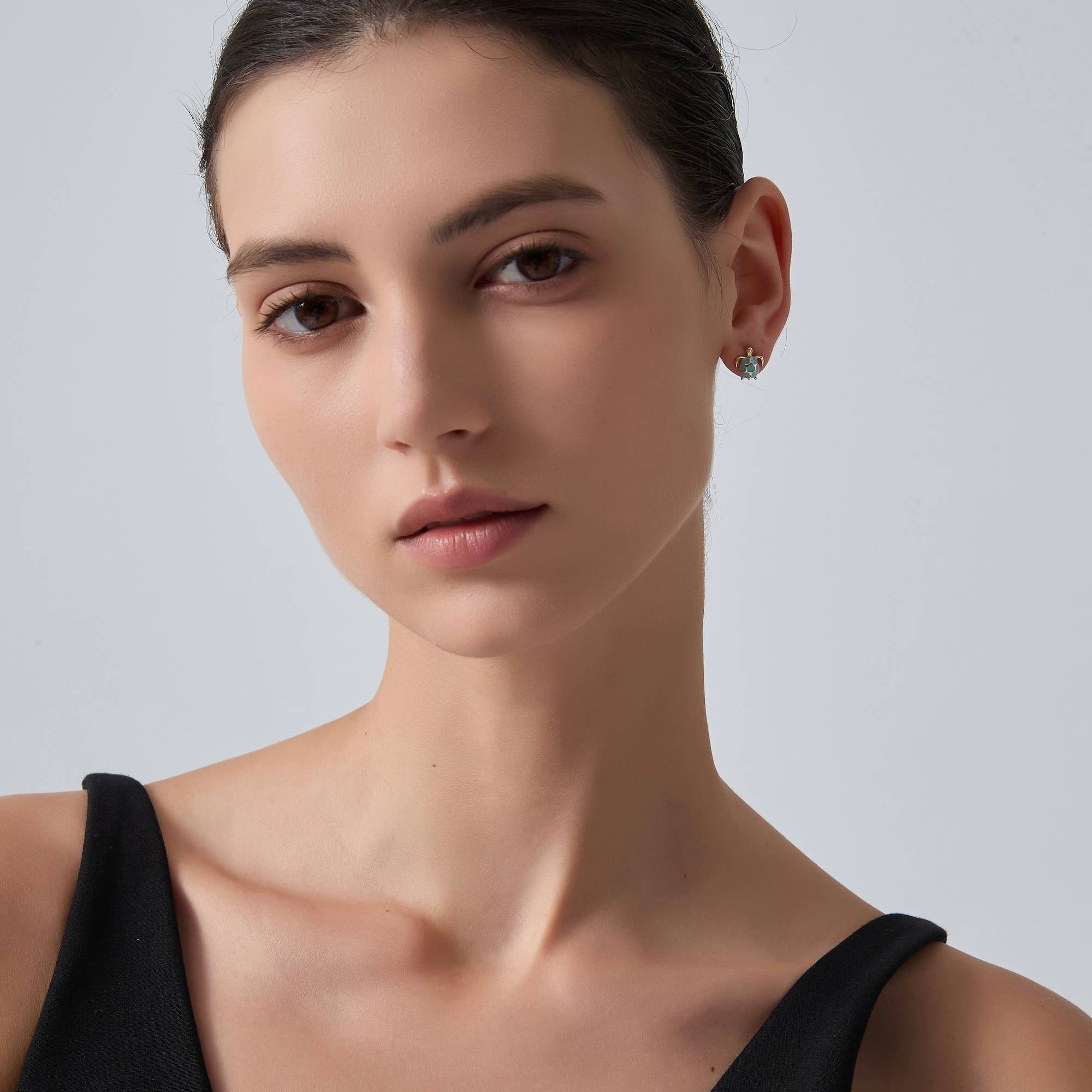 Perimade & Co. LLC - Wholesale Stud/Post Earrings - Blue Sea Turtle Beach Stud Earrings in 925 Sterling Silver4