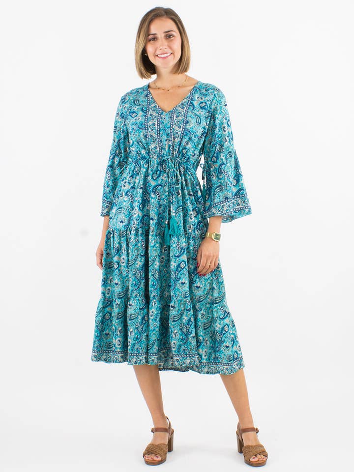 Damesjurk met 3/4 mouwen en Cach-print voor wholesale door Coline