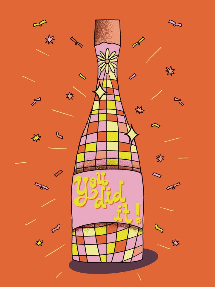 You did it! Congratulations Champagne Greeting Card (Copy) for wholesale by Charmed Life Designs