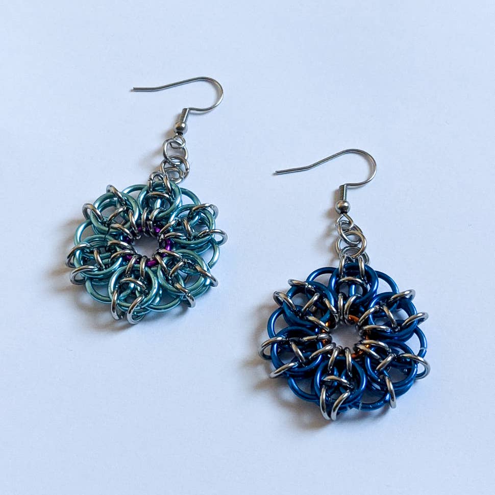 Synthetic Youths - Wholesale Dangle Earrings - Colourful Celtic Flower Chainmaille Earrings1