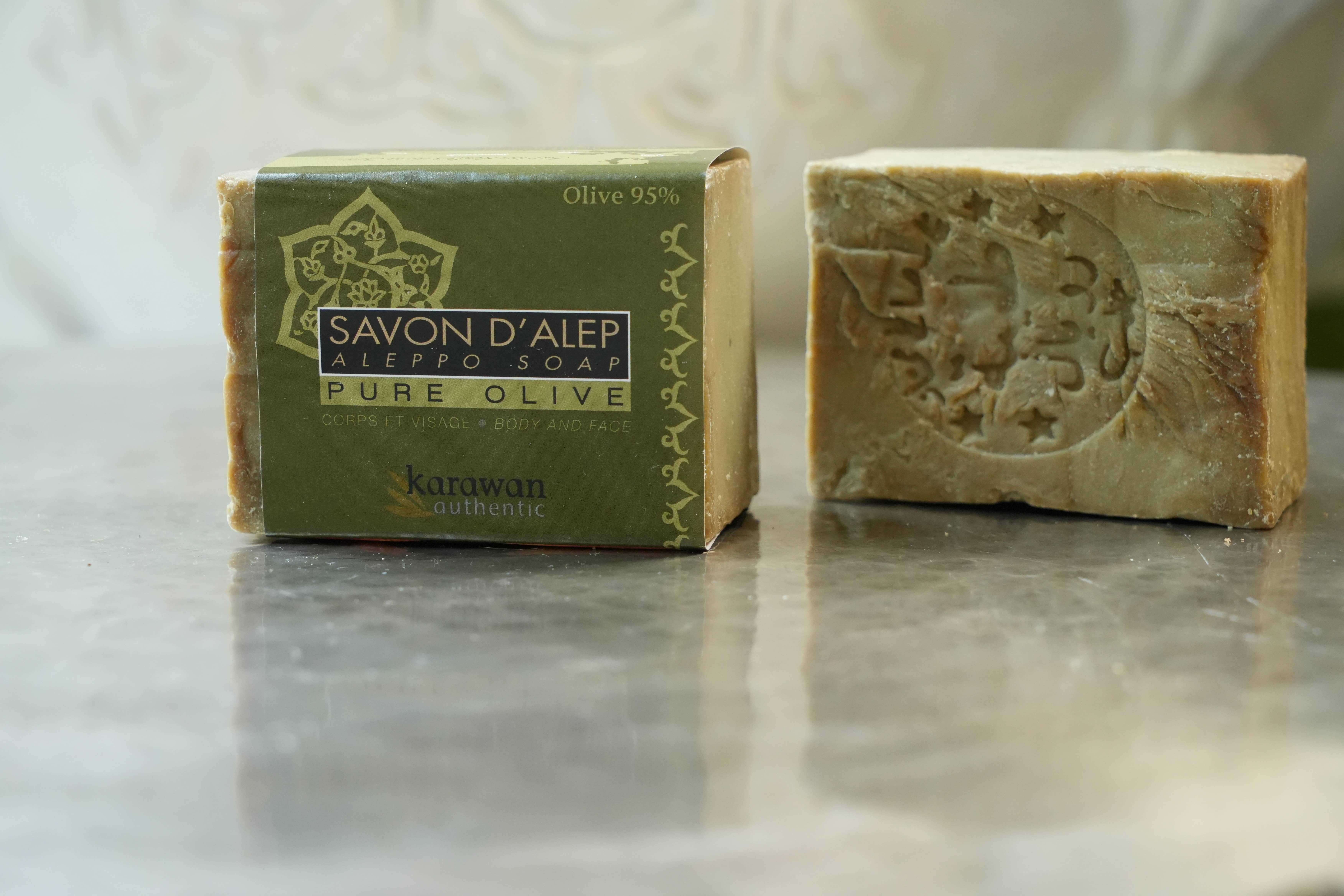 Karawan Authentic - Wholesale Bar Soap - PURE OLIVE ALEPPO SOAP 95% - IN A STRIP - 200G6