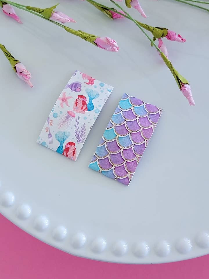 Par de clips a presión rectangulares de 2 pulgadas, Mermaid Dreams para venta al por mayor de Dainty Delights Creations