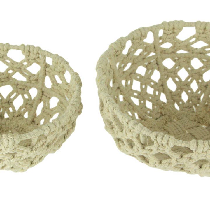 Off-White Handwoven Macrame Decorative Bowls – Set of 2 for wholesale by Things2Die4