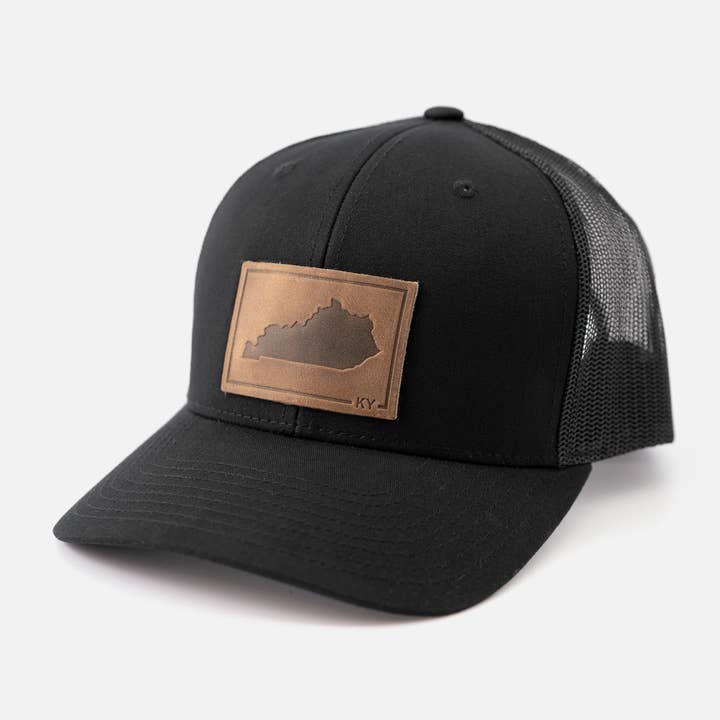 Kentucky Silhouette Hat | Leather Patch Trucker Hat for wholesale by Range Leather Co.