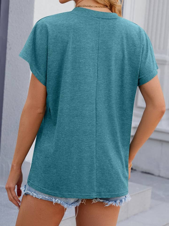 HIDDENBRAND - Wholesale T-Shirt - Women's - v-neck short sleeve overfit basic white t-shirt tee top