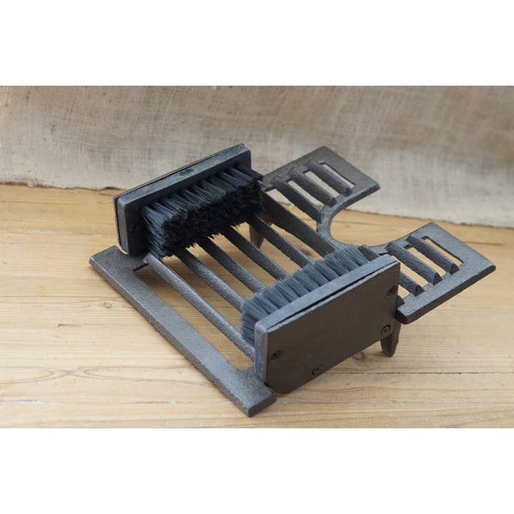 RUSTIC CAST IRON DOUBLE BRUSH BOOT / SHOE SCRAPER for wholesale by Midwest Craft House