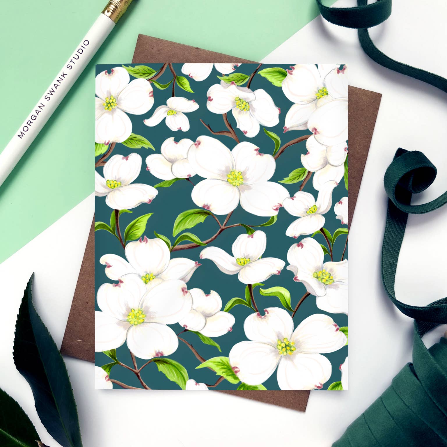 Morgan Swank Studio - Wholesale Everyday Greeting Card - Dogwood | Virginia + North Carolina State Flower Card1
