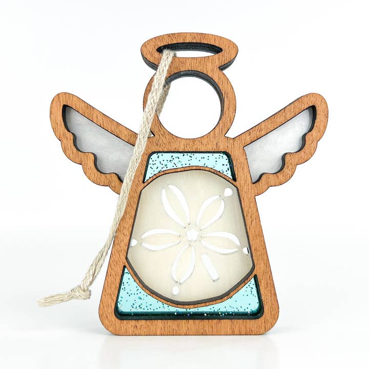 Sand Dollar Ornament | 3.5" (H) Angel Figurine | Mother's Angels® for wholesale by Forged Flare®