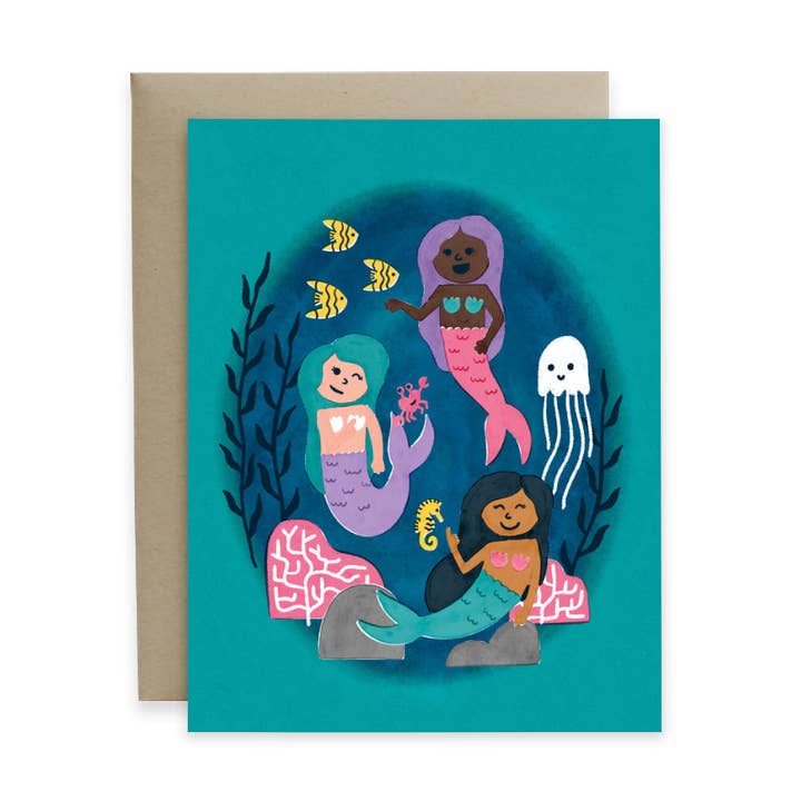 Mermaid Card for wholesale by Hideaway House Studio