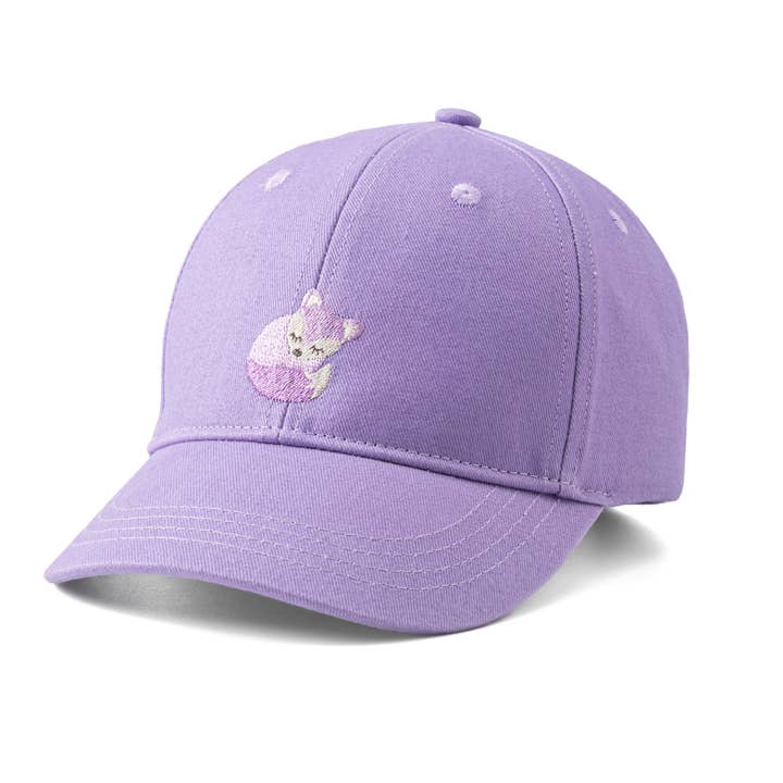 Casquette de baseball naturelle pour filles avec renard (Violet - 2-6 ans) pour la vente par Peppercorn Kids