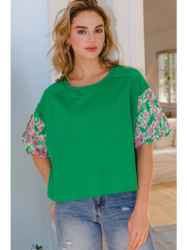 Oddi - Wholesale Blouse - Women's - Plus Floral Printed Short Sleeve Top