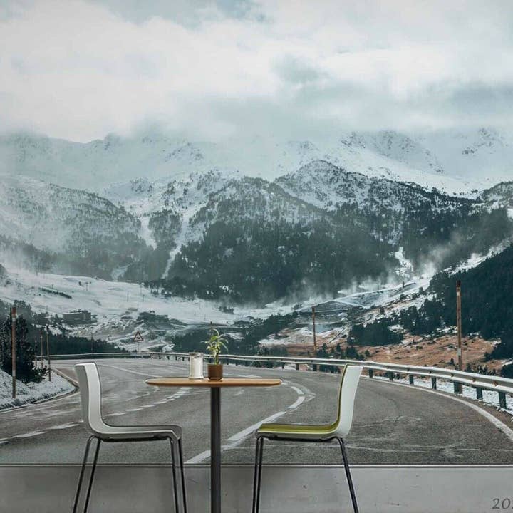 3D Boom Sneeuw Bergweg Wolk Lucht Muur Muurschildering Behang YXL 890 voor wholesale door Jess Art Decoration