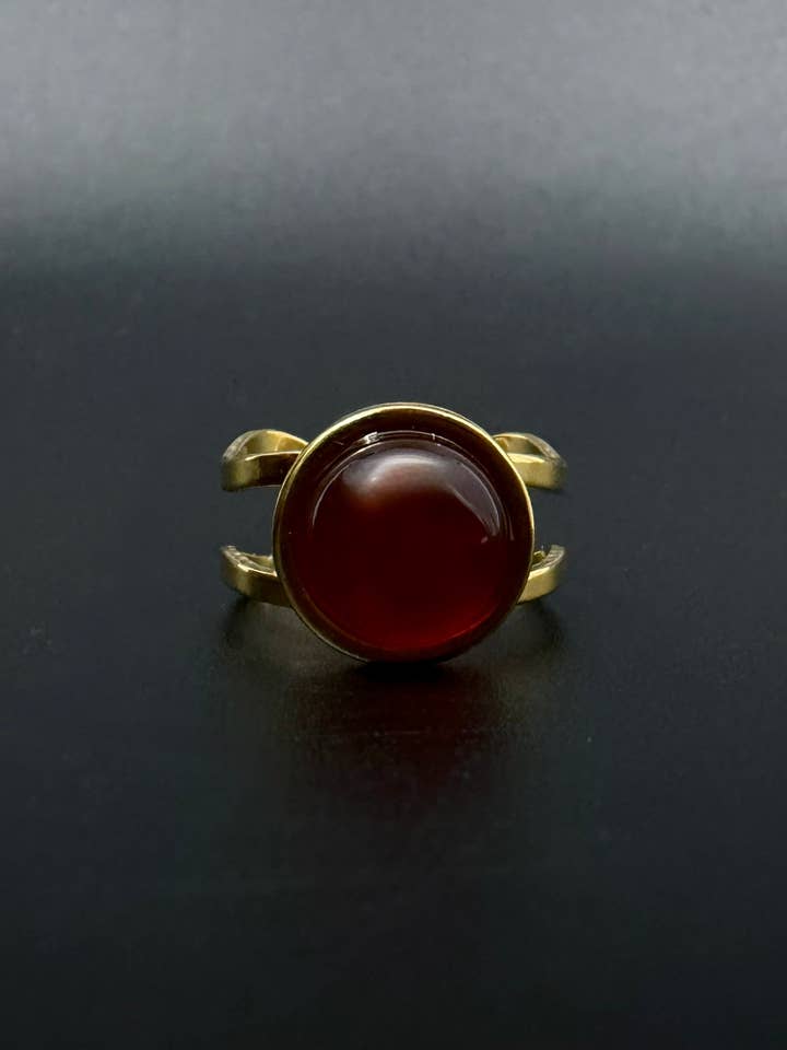 Nebulae Core Adjustable Ring - Gold / Carnelian 10mm for wholesale by Lawless