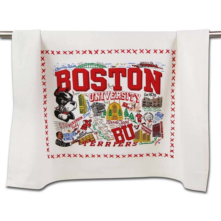 Boston University Collegiate Dish Towel for wholesale by catstudio