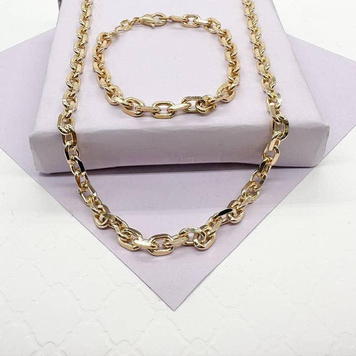 Milie - Wholesale Jewellery set - 18k GF Chunky 6 mm Cable Link Paper Clip Set4