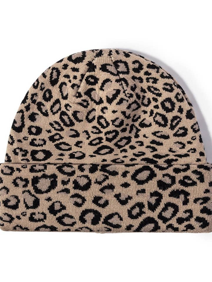 Leopard Print Outdoors Knit Beanie DPKB0201 for wholesale by Dipped Shop