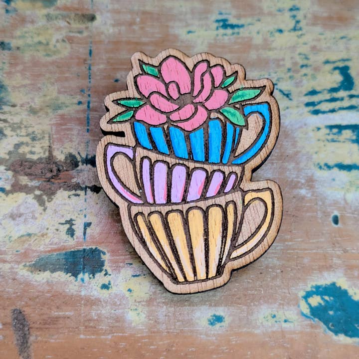 Flower Cup Brooch for wholesale by Samantha's Studio