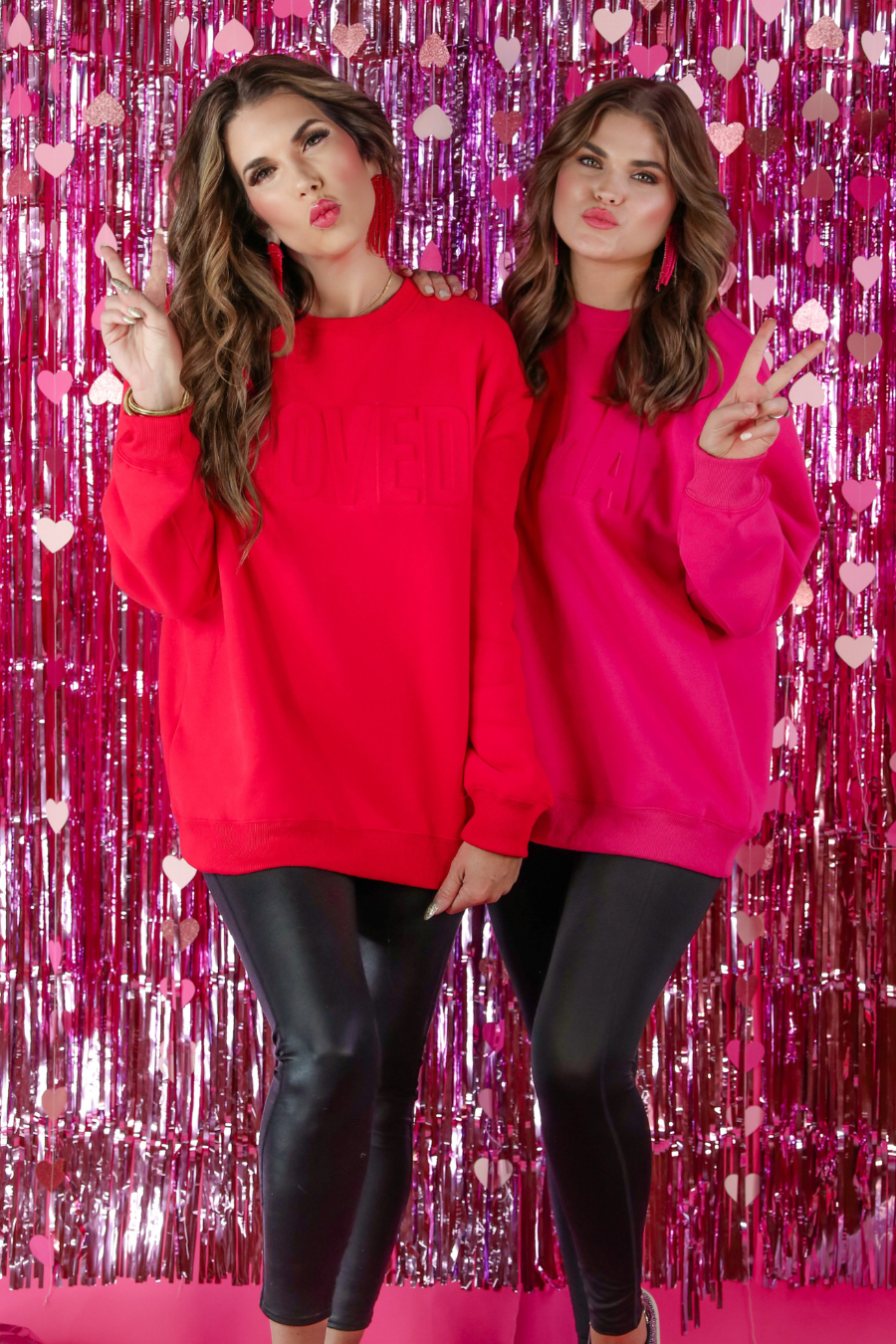 Red Loved Embossed Sweatshirt for wholesale on Faire7