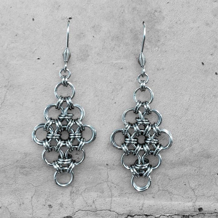 Chain Maille Earrings | Japanese Armour | Medieval Jewellery for wholesale by Instinct UK