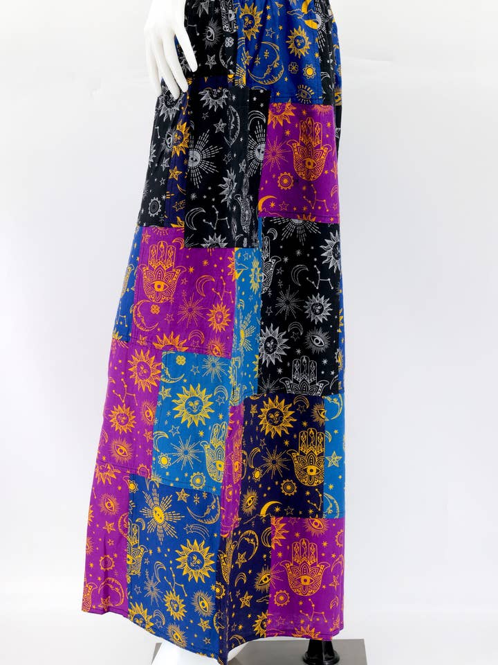 Himalaya Handmade - Wholesale Pants – Women's - Cotton Hippie Handmade Harem Patchwork Celestial Print Wide Leg Bohemian Trousers8