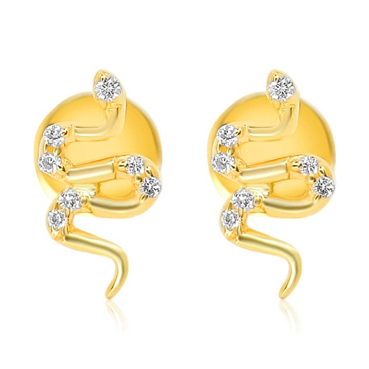 Snake Diamond Stud Øreringe for engroshandel hos Monisha Melwani Jewelry