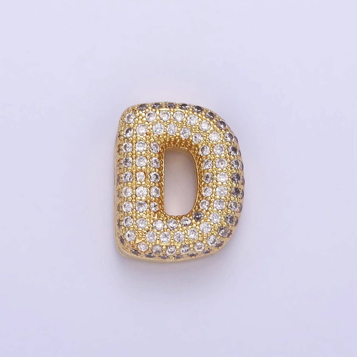 Aim Eternal – wholesale Individual charm/pendant – 14K Gold Filled 15mm Micro Paved Balloon Bubble Initial Letter Pendant | A1171-A11833