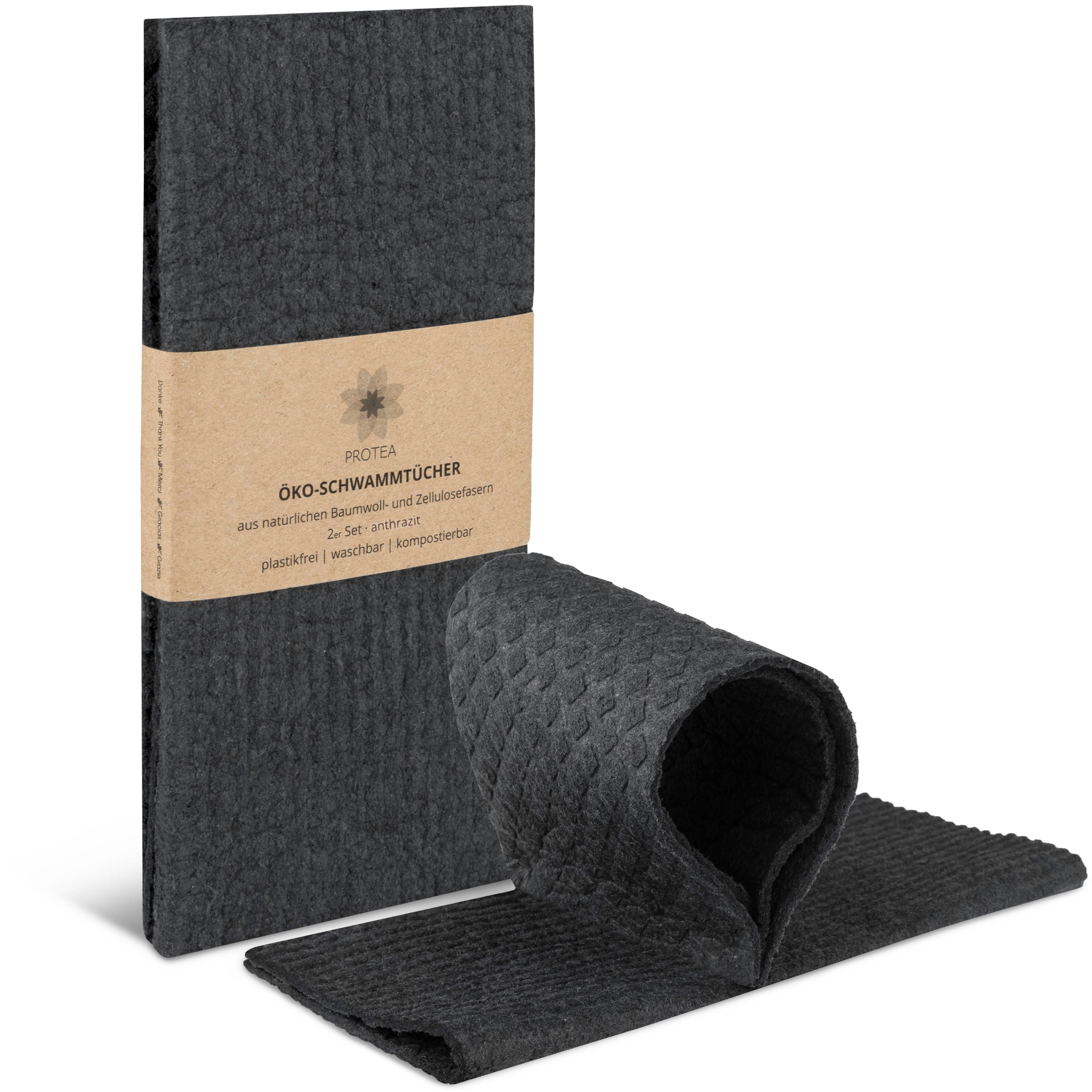 PROTEA - Wholesale Dishcloth - 2x compostable eco-sponge cloth, anthracite | PROTEA0