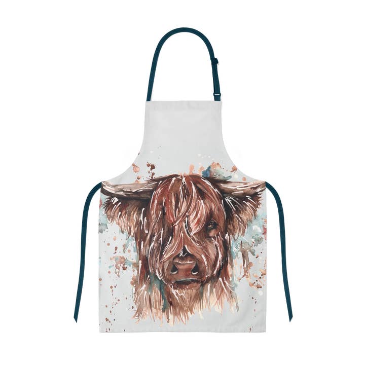 Meg Hawkins Art – wholesale Apron – Highland Cow Design Cotton Apron