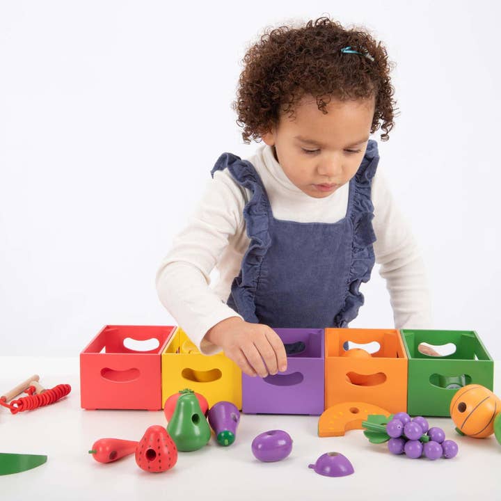 Commotion (Europe) BV - Wholesale Wood Toy - Kids - Wooden Sorting Fruit & Vegetable Crates - Pk283