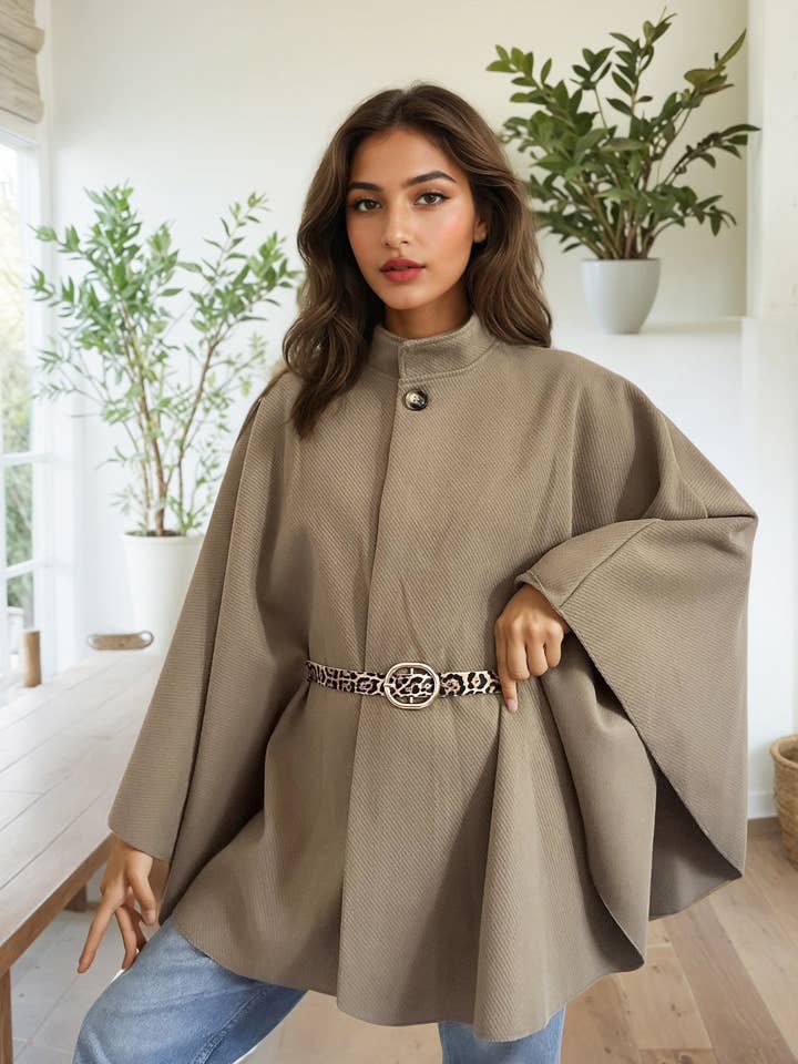 ZAFA PARIS - Wholesale Jacket - Women's - 58P7H17 Buttoned cape jacket with belt3