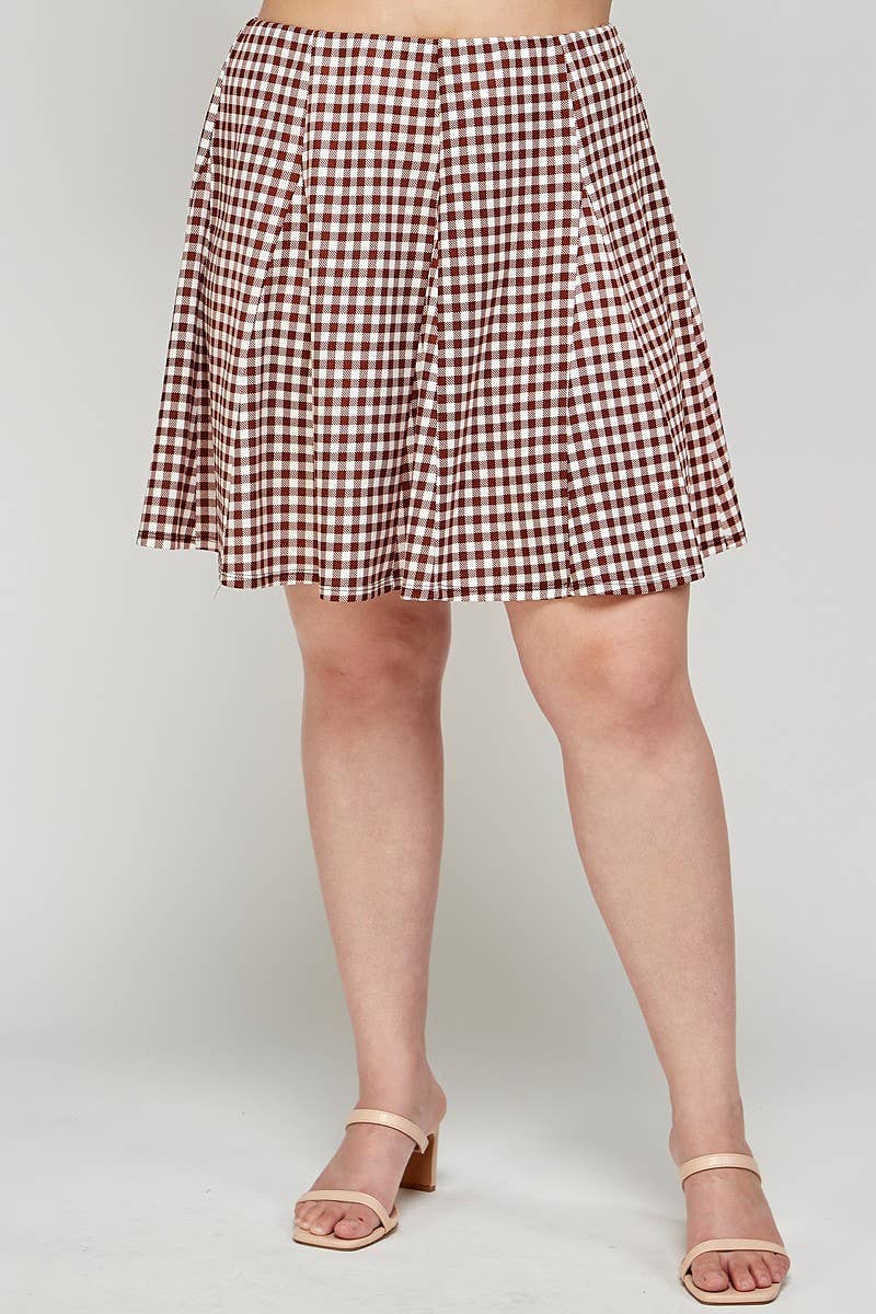 Haute Fox Plus Size & Contemporary - Wholesale Skirt - Women's - Plus Size Skirt A Line Gingham Check Print - KY18000-SK3