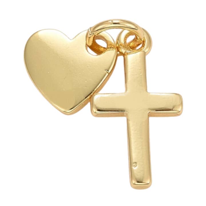 The Charm Bar Company - Wholesale Individual Charm/Pendant - * Gold Heart and Cross Charm0