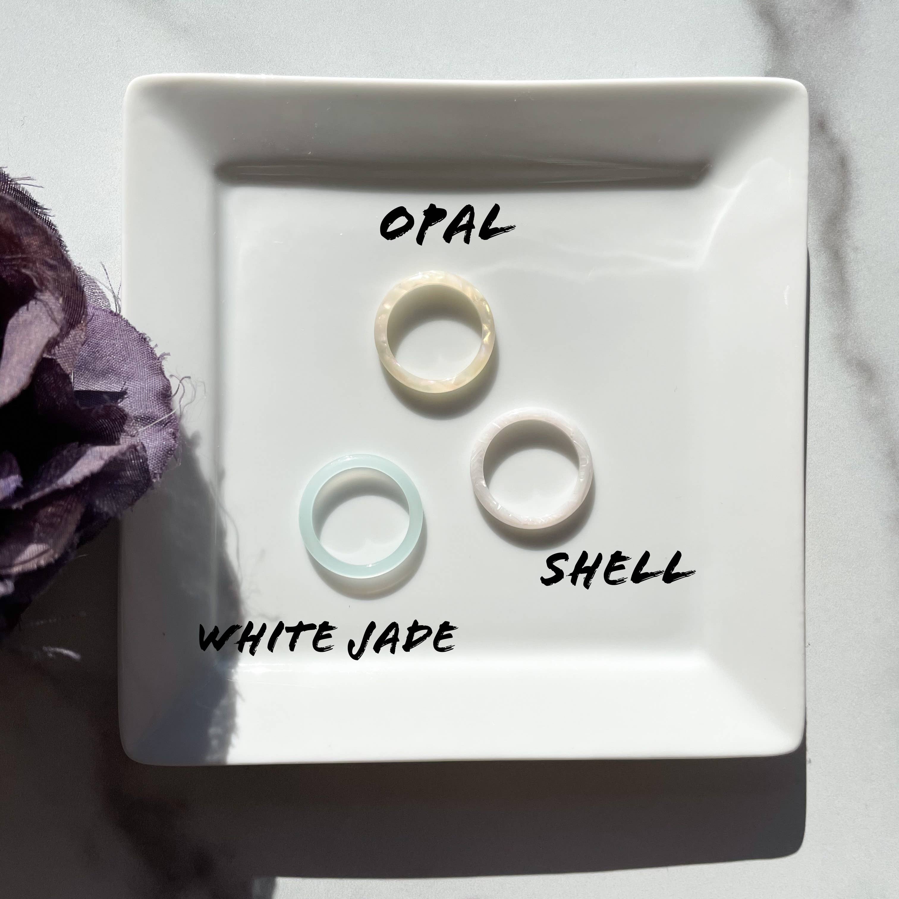 Fenna&Fei - Wholesale Band/Stacked Ring - 8 Pack - Round Ring Collection Tortoise Shell Stacking Ring2