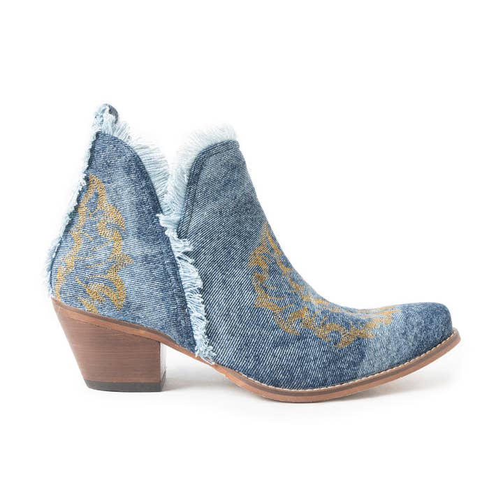 Trail Runner Booties In Denim Blue for wholesale by Myra Bag