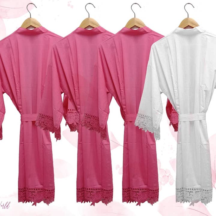The Blissful - Vendita all'ingrosso Vestaglia - Donna - Abiti da damigella Abito in pizzo da damigella in cotone personalizzato