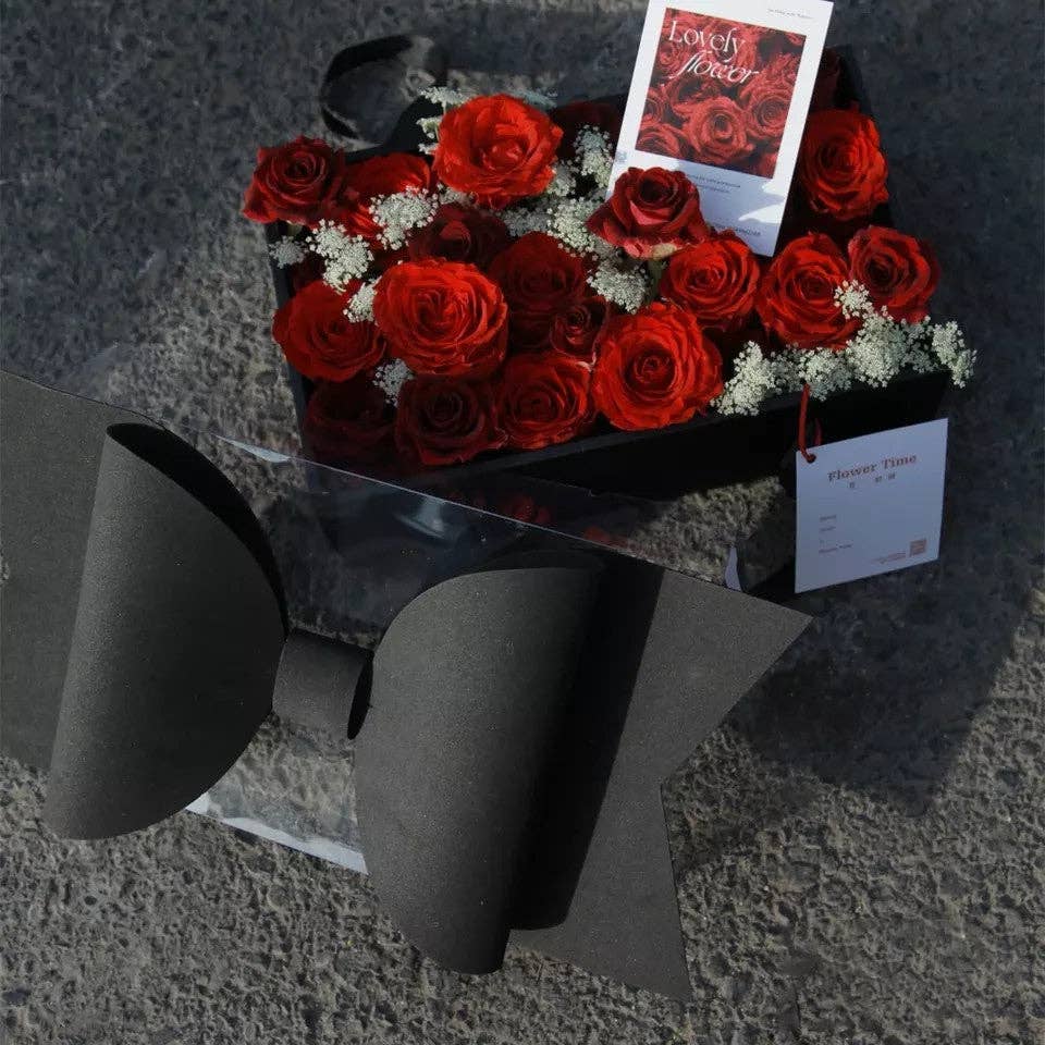 Elegant Design Supply - Wholesale Gift Box - Big Bow Rectangle Flower Box with Clear Lid13