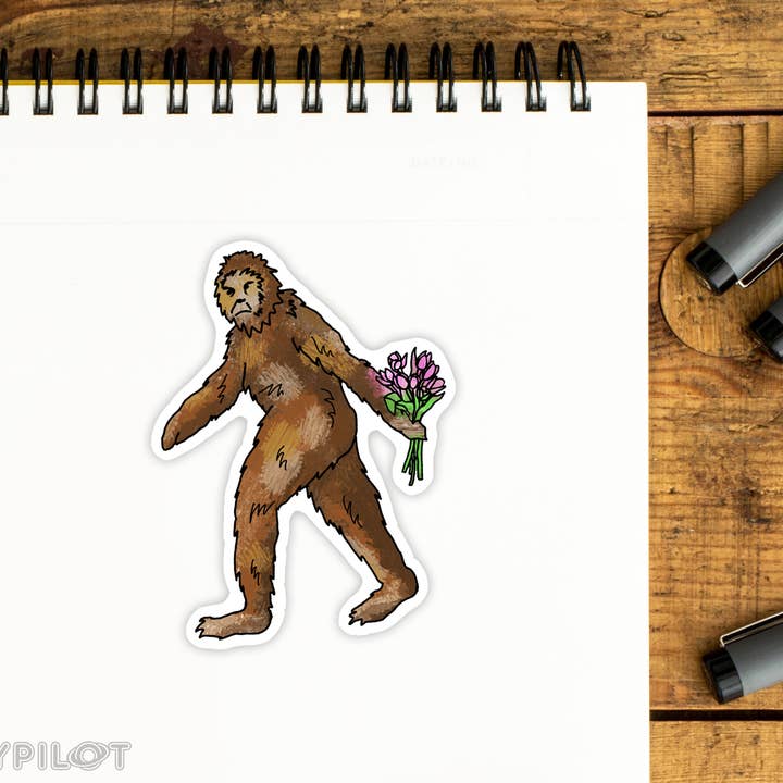 BoyPilot Goods - Wholesale Sticker - Romantic Sasquatch sticker - Funny Cute Bigfoot Valentine Vi2