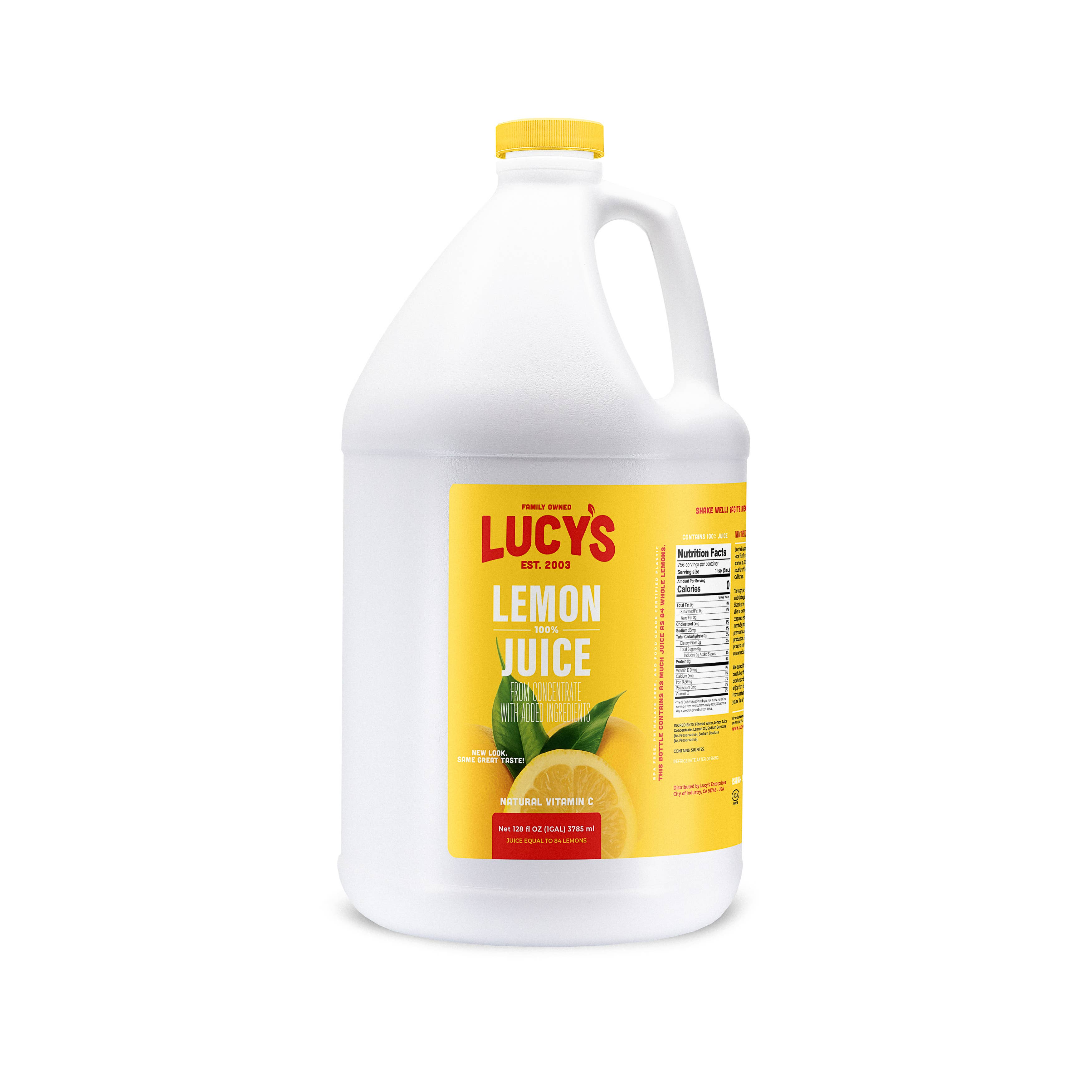 Lucy's - Wholesale Fruit Juice - Lucy's Family Owned - 100% Lemon Juice 128oz.1