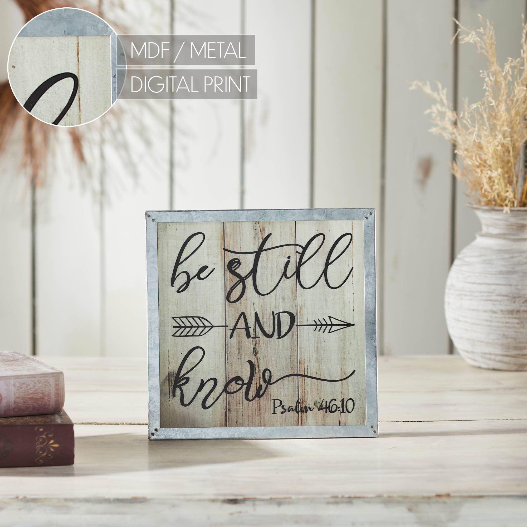 VHC Brands - Wholesale Sign - Celebrate Grace Psalm 46:10 Be Still And Know MDF Wall Sign 10x10x0.56