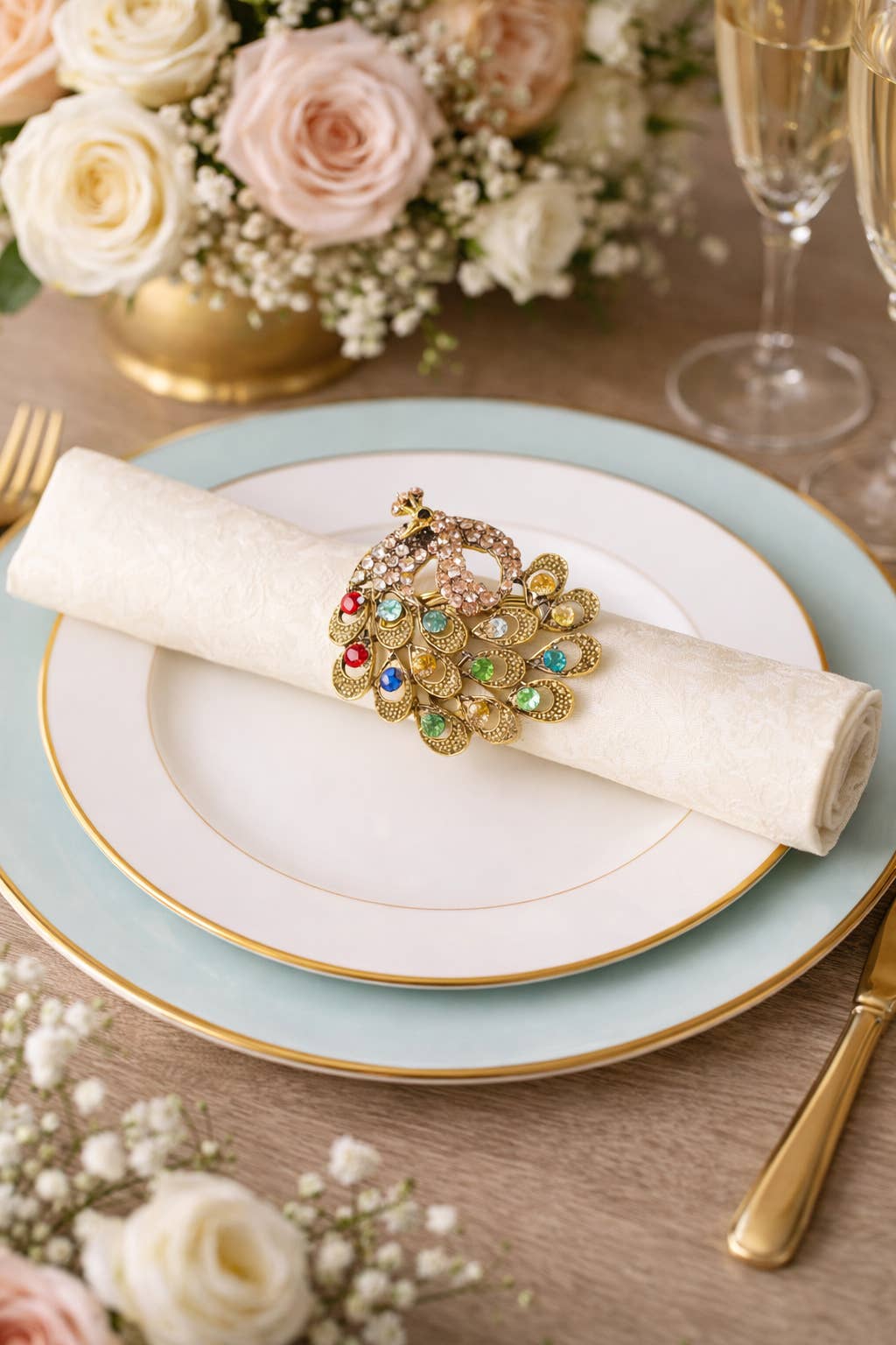 Fennco Styles – Engroshandel Servietring – Bejeweled påfugleservietring – Et strejf af overdådighed