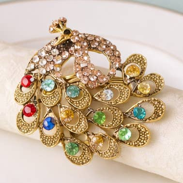 Fennco Styles – Engroshandel Servietring – Bejeweled påfugleservietring – Et strejf af overdådighed0