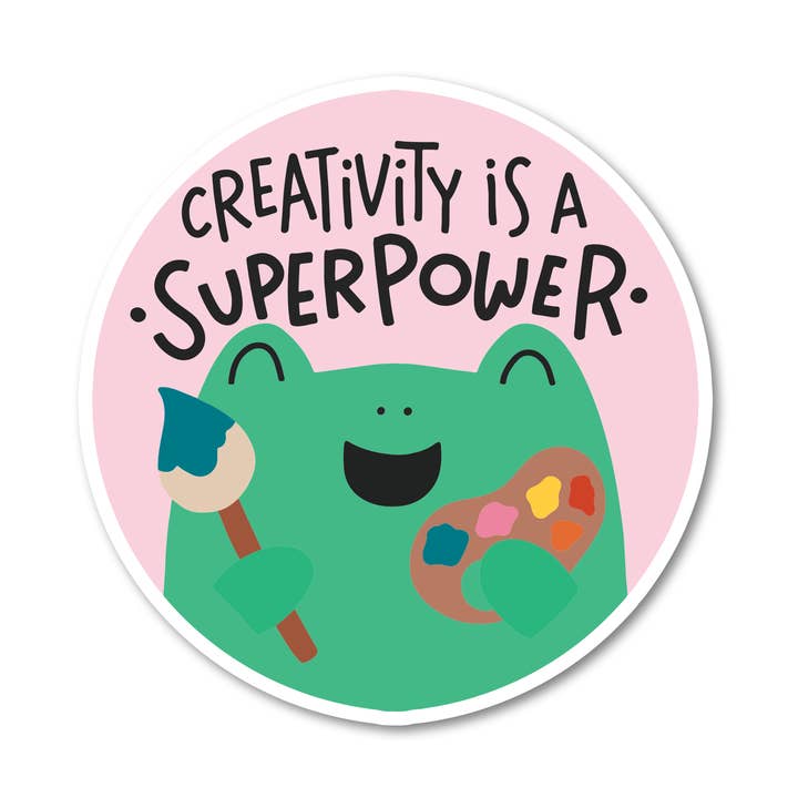 Mouthy Broad - Wholesale Sticker - Creativity Is A Superpower Frog Vinyl Sticker0