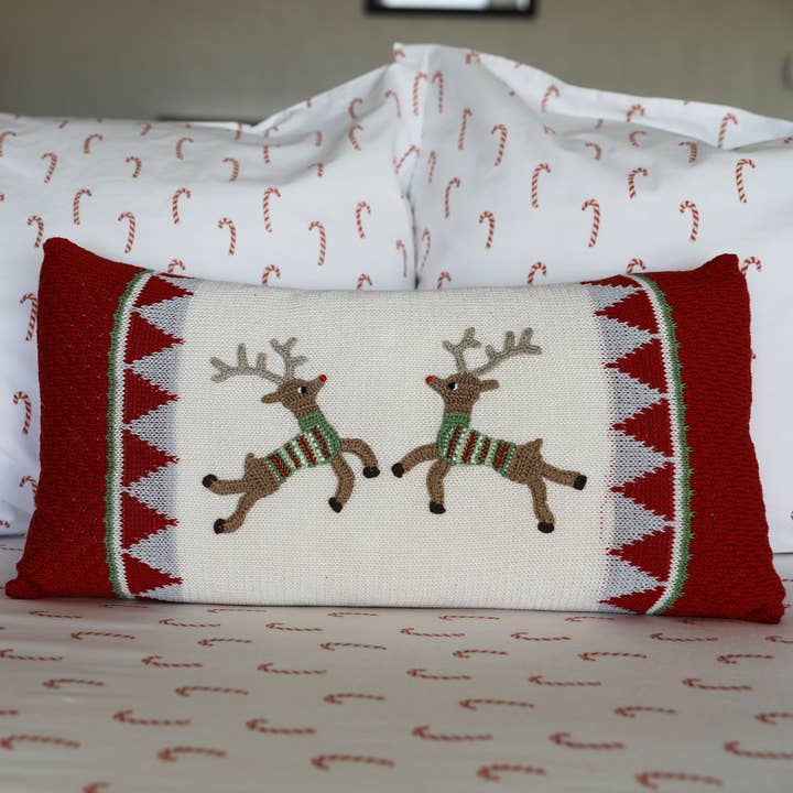 Melange Collection - Wholesale Throw/Decorative Pillow - Handmade Reindeer Duo Christmas Pillow2