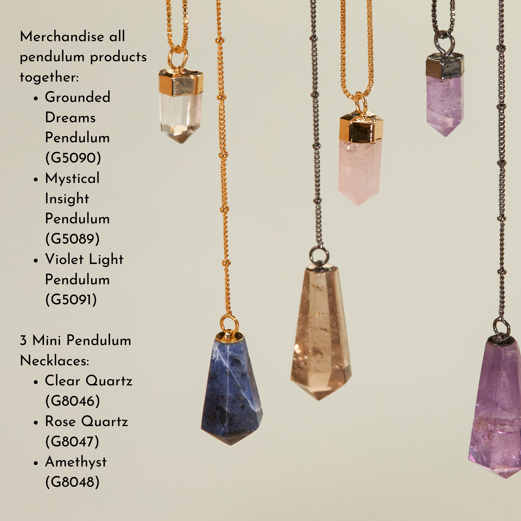GeoCentral - Wholesale Pendant/Charm Necklace - Mini Crystal Pendulum Necklace: Clear Quartz (From Brazil)6