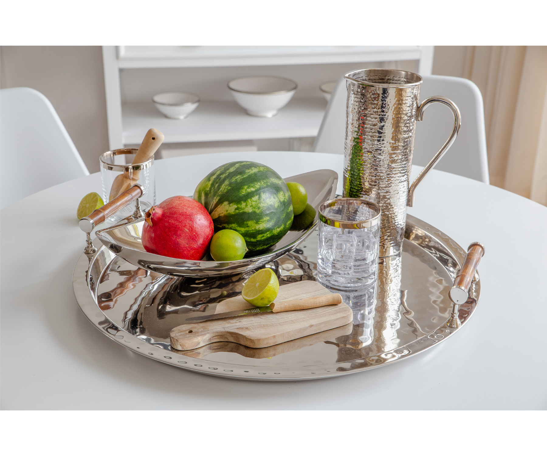 EDZARD - Wholesale Serving Tray - Serving Tray Hugo, Round, Stainless Steel Nickel-Plated6